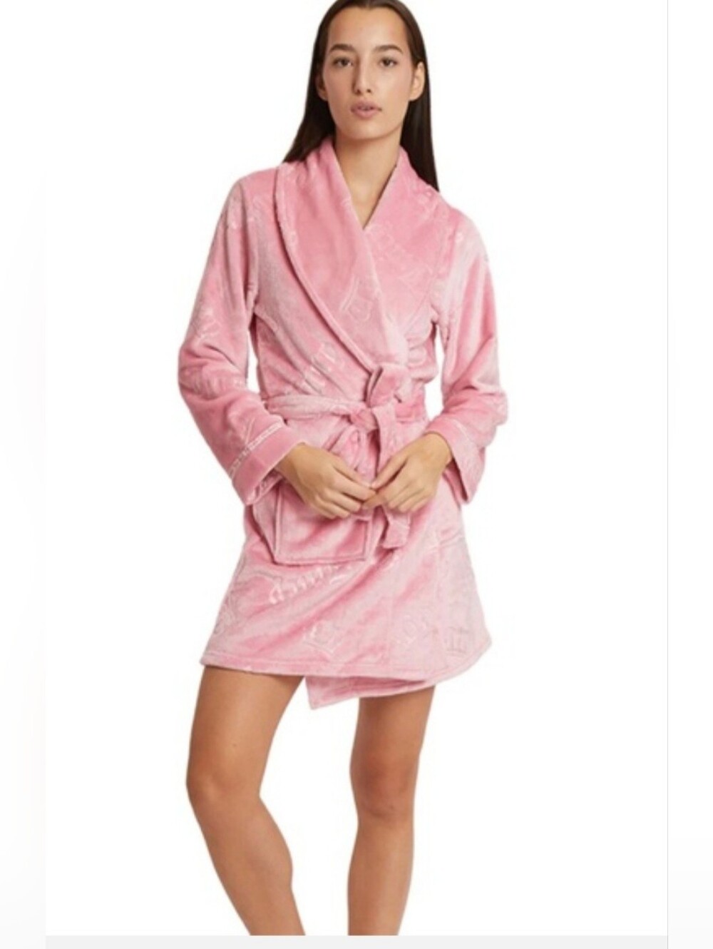 Juicy Couture Plush Shawl-Collar Robe in Pink